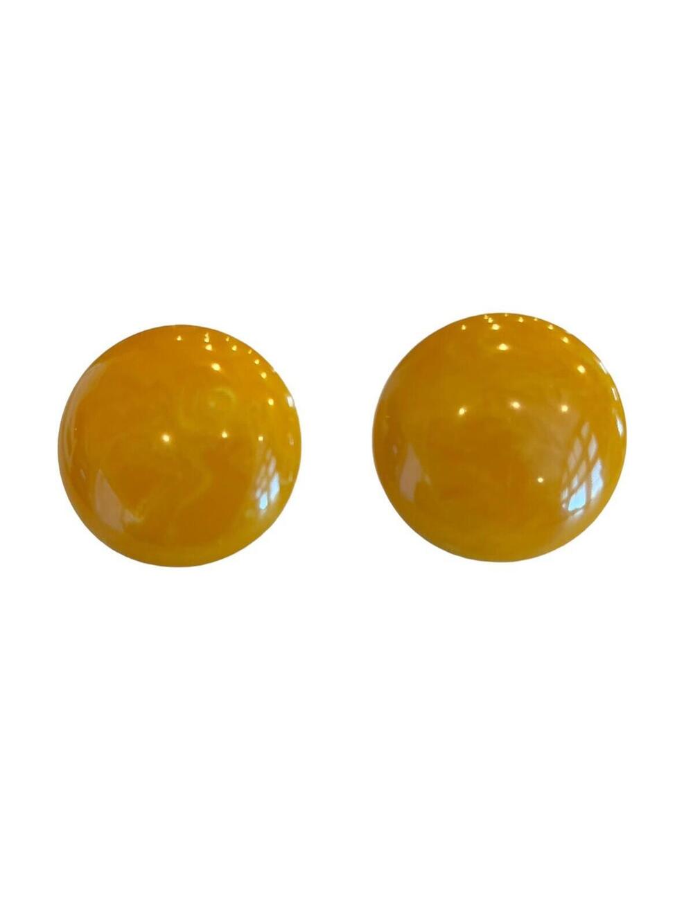 BAKELITE Butterscotch Vintage TESTED Dome 1- 1/8" Clip Earrings           A1016